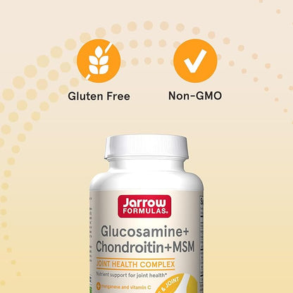 Jarrow Formulas Glucosamine + Chondroitin + MSM Capsules, Joint Support Supplement with Vitamin C and Manganese, 240 Capsules, 60 Day Supply