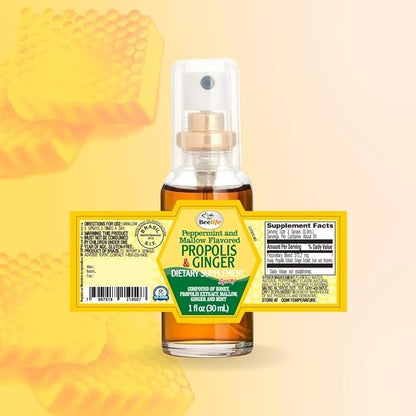 Beelife Propolis Throat Spray – Soothing Honey & Ginger Propolis - Natural Immune Support & Sore Throat Relief, Antioxidants, Rich in Flavonoids & Artepillin C, No Sugar, Gluten-Free - 1-Pack, 30ml