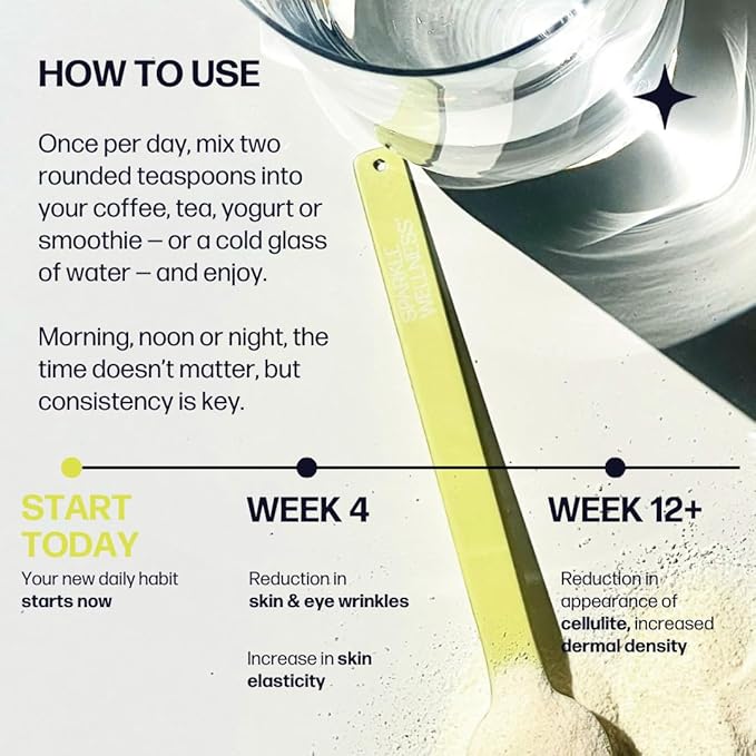 Sparkle Wellness Skin Boost Plus Verisol Collagen Peptides Protein Powder Vitamin C Orange Plus Supplement Drink, 7.7 oz