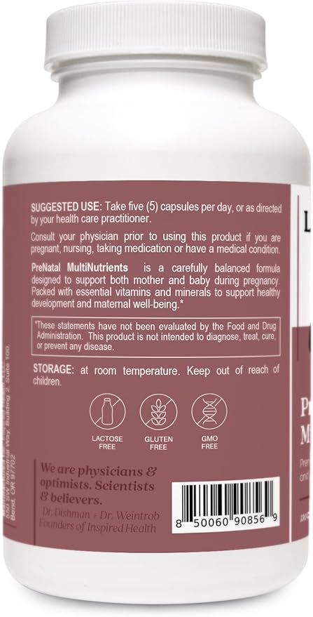 LUMINSPIRED HEALTH Prenatal Vitamins for Women, Prenatal Multivitamins and Mineral Support for Pregnancy, Fetal Development & Maternal Health, Pregnancy Must Haves, Non-GMO, Gluten Free - 150 Counts