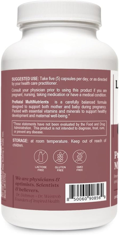 LUMINSPIRED HEALTH Prenatal Vitamins for Women, Prenatal Multivitamins and Mineral Support for Pregnancy, Fetal Development & Maternal Health, Pregnancy Must Haves, Non-GMO, Gluten Free - 150 Counts