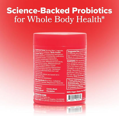 O Positiv URO Whole Body Probiotic – 3-in-1 Probiotic Supporting Gut, Skin, and Oral Microbiomes & Digestive Health – 20B+ CFUs, Licorice Root, Dandelion – Non-GMO, Vegan, Gluten-Free – 30 Capsules