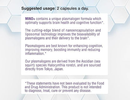 Mind+ Cognitive Enhancer Liposomal and Nanoencapsulated Plasmalogen