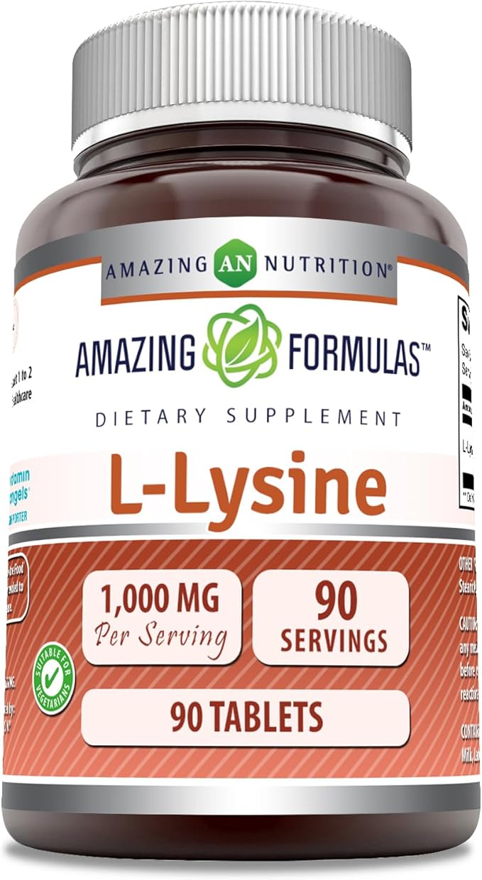 Amazing Formulas L-Lysine 1000mg Amino Acid Tablets Supplement | Non-GMO | Gluten Free | Made in USA (90 Count)