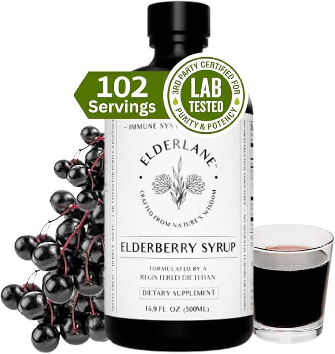 Elderberry Syrup Elderberry Shots - Immune Support Supplement for Kids & Adults - Immune Boosters - Natural Immunity Booster - Made with Honey & Elderberries - Gluten-Free - 16.9 Fl Oz