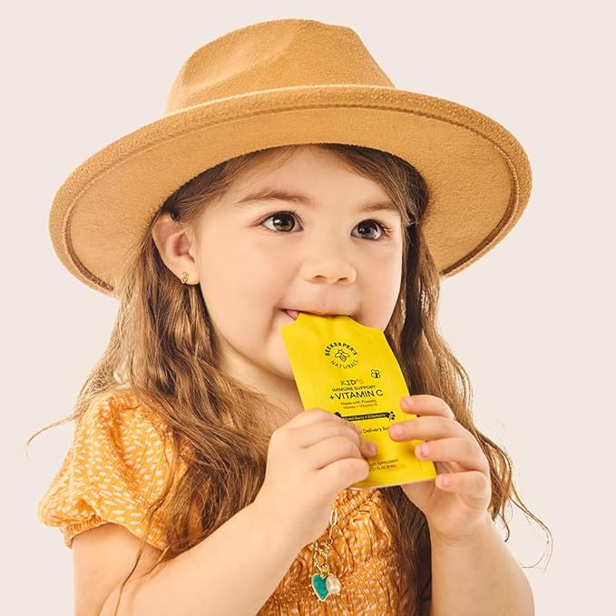 Kid's Immune Liposomal Vitamin C by Beekeeper's Naturals, 500 mg Vitamin C, Elderberry, Vitamin D, Propolis & Honey, Kid-Friendly Immune Support - Mixed Berry Flavor, Easy to Use, Bioavailable, 12 Ct