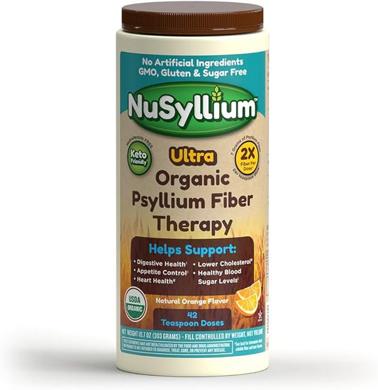 Ultra Psyllium Husk Powder, USDA Organic, 10.7 Oz, Sugar Free Keto-Friendly Fiber Supplement, Promotes Digestive Health* Orange, 42 Servings