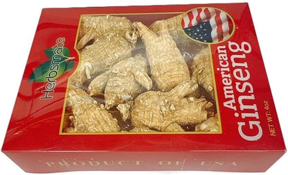 Hand-Selected A Grade American Ginseng Large Round Jumbo Size (4 Oz. Box)