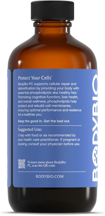 BodyBio Brain Supplement 8 oz - Pure Phospholipid Complex for Healthy Aging | Nootropics Booster | Enhance Focus, Memory, Cellular Repair Phosphatidylcholine for Increased Bioavailability