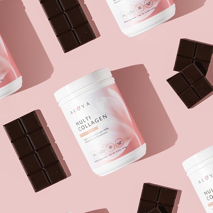 Alaya Multi Collagen Powder - Type I, II, III, V, X Hydrolyzed Collagen Peptides Protein Powder Supplement with MSM + GC (Chocolate)