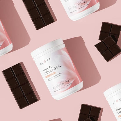 Alaya Multi Collagen Powder - Type I, II, III, V, X Hydrolyzed Collagen Peptides Protein Powder Supplement with MSM + GC (Chocolate)