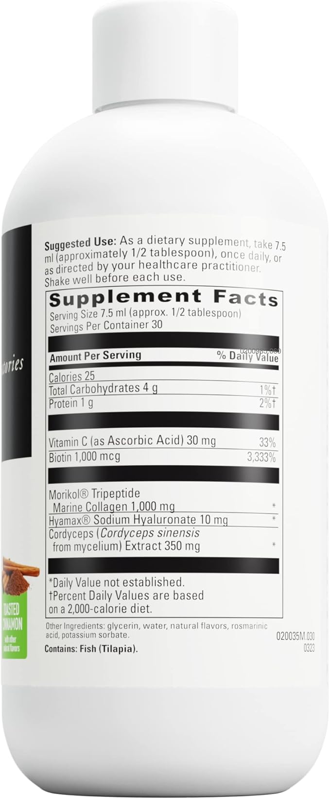 DaVinci Laboratories - Collagen Bright - A Liquid Dietary Supplement to Support Healthy Skin - Gluten Free, Soy Free - Toasted Cinnamon - 30 Servings, 7.6 Fl Oz