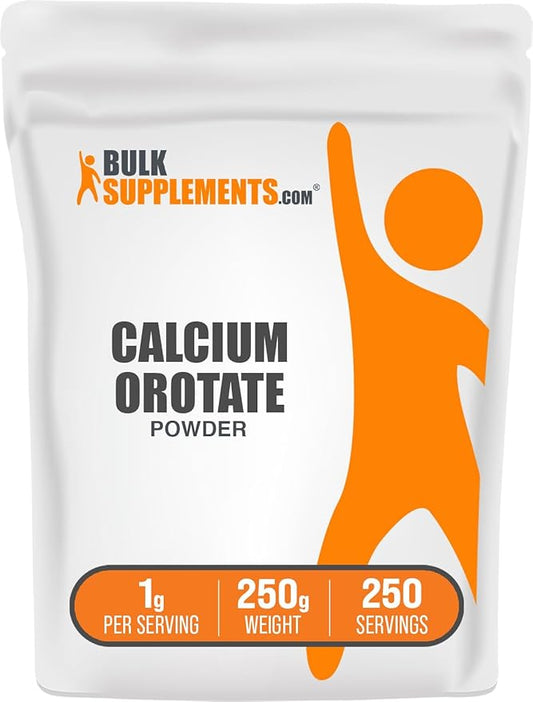 BulkSupplements.com Calcium Orotate Powder - Calcium Orotate Supplement, High Bioavailability - Unflavored & Gluten Free, 1g per Serving, 250g (8.8 oz) (Pack of 1)