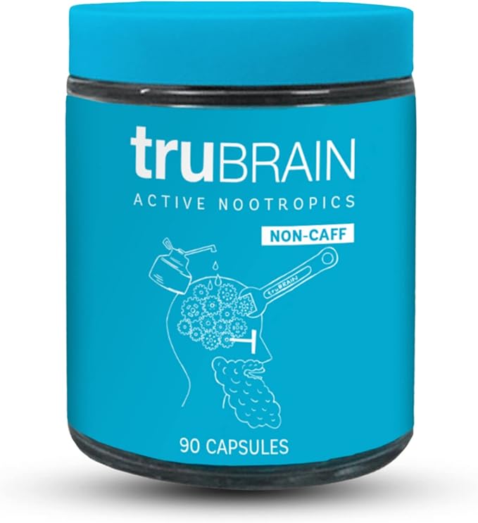 TruBrain Nootropic Capsules - Focus, Energy, Clarity. Fast Absorbing Nootropics Capsules | Brain Boosters | Improve Memory | Stop Procrastination (Medium)