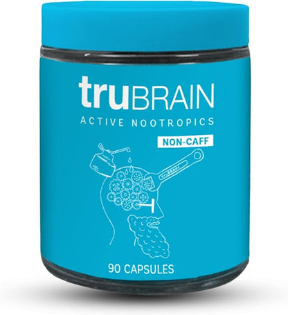 TruBrain Nootropic Capsules - Focus, Energy, Clarity. Fast Absorbing Nootropics Capsules | Brain Boosters | Improve Memory | Stop Procrastination (Medium)
