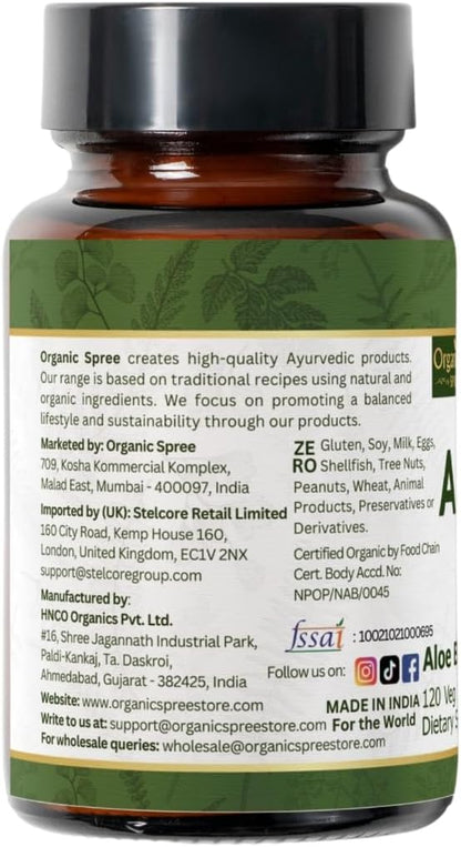 Aloe Vera 120 Tablets | Aloe Barbadensis (Aloe Vera) | USDA Organic Certified | Organic and Natural 120tab