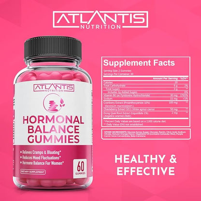 Atlantis Nutrition Hormonal Balance PMS Relief 60 Gummies + Sugar Free Keto Apple Cider Vinegar 60 Gummies