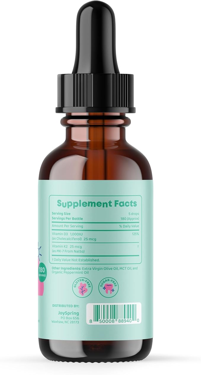 JoySpring Vitamin C + Elderberry Drops + Zinc for Kids Immune Support, Genius Drops for Focus, and Vitamin D for Kids