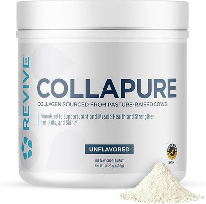 Revive MD CollaPURE Collagen Peptides Powder for Women & Men, Unflavored - Type I & Type III Grass-Fed Collagen Supplements for Hair, Skin, Nails, Bones & Joint Health - No Fillers - 30 Servings