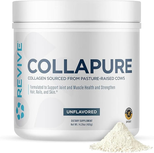Revive MD CollaPURE Collagen Peptides Powder for Women & Men, Unflavored - Type I & Type III Grass-Fed Collagen Supplements for Hair, Skin, Nails, Bones & Joint Health - No Fillers - 30 Servings