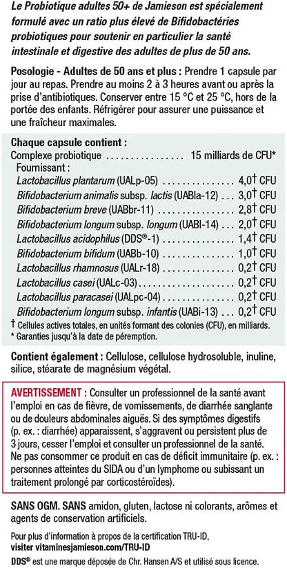 Jamieson Adult 50+ Probiotic Complex, 15 Billion, 30 vegi caps