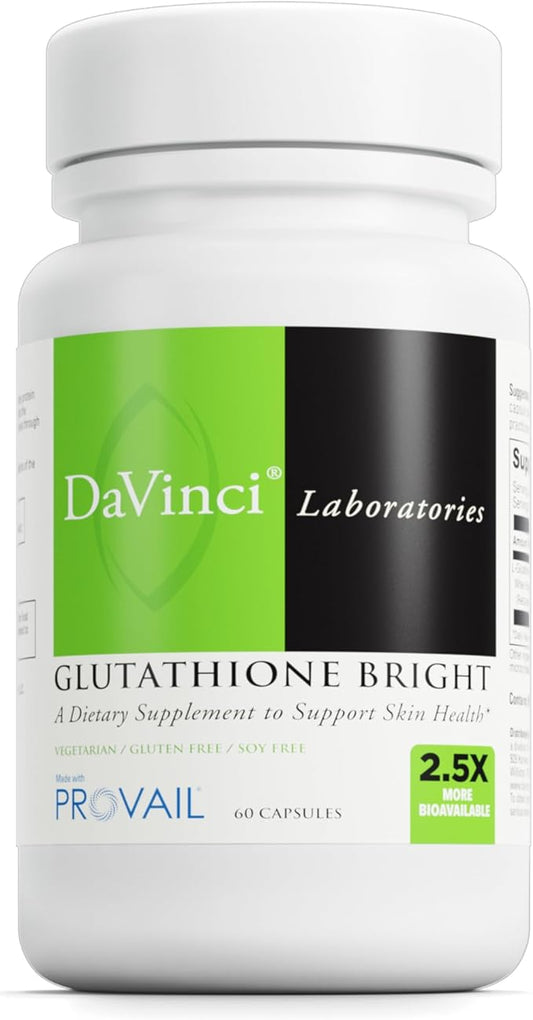 DAVINCI Labs Glutathione Bright - Helps Support Skin Health & Healthy Aging with Glutathione* - Easily Absorbable Formula - Gluten Free & Soy Free - 60 Vegetarian Capsules