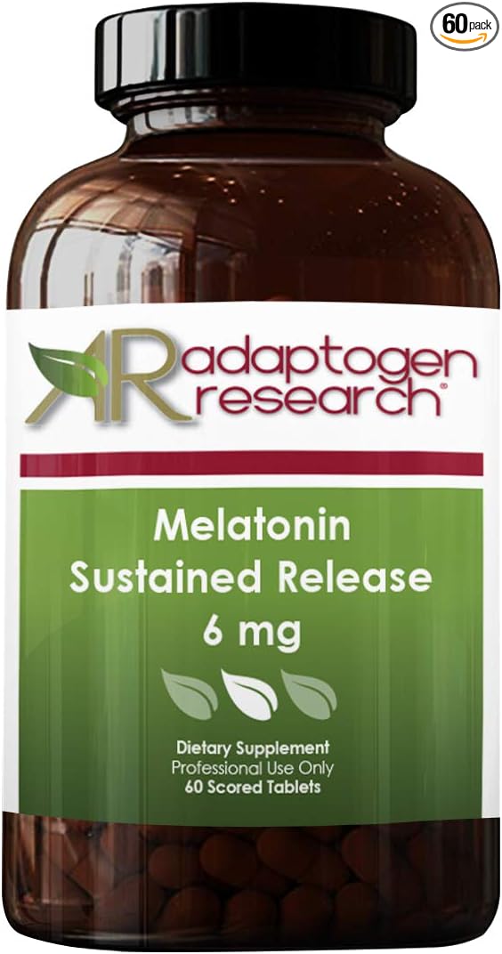 Melatonin Sustained Release 6 mg | Time Release + Extra Strength Sleep Aid | 60 Scored Tables | By Adaptogen Research Pharmaceutical Grade