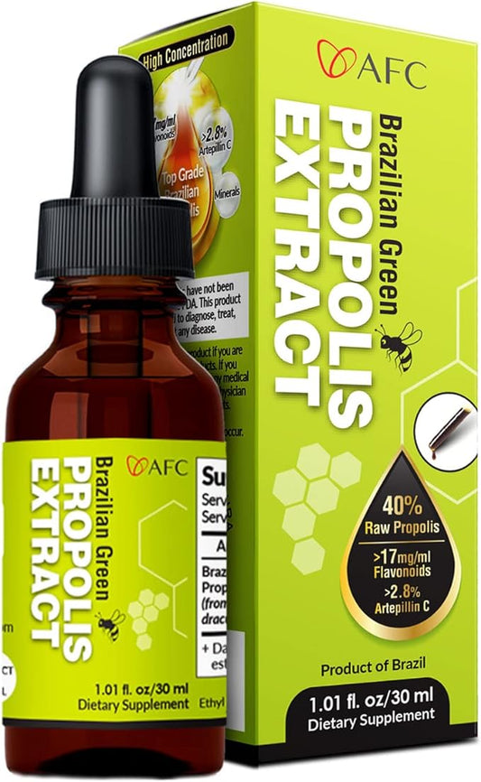 AFC Japan Brazilian Green Propolis Extract – Highest Artepilin C (>2.8% or >28mg/ml) & Flavonoids (>17mg/ml), Premium Quality, for Immune Booster, Tincture, Concentrated Liquid