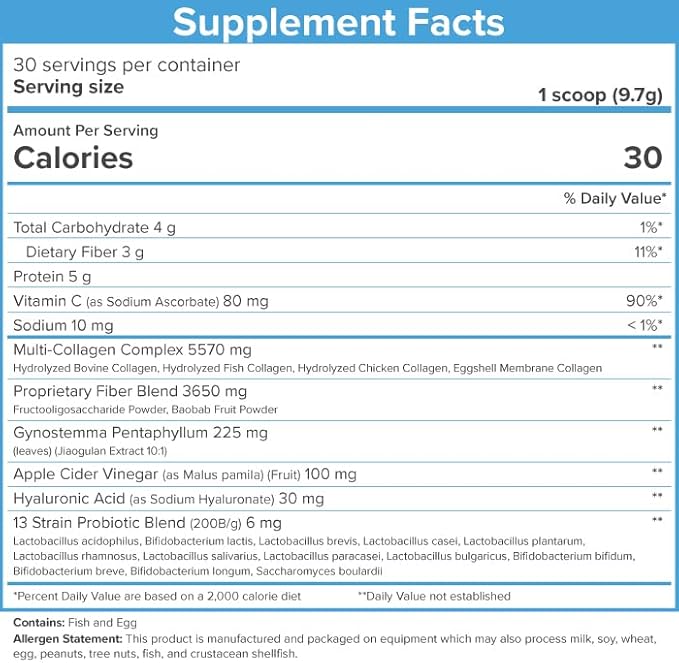 SkinnyFit - Super Youth, Unflavored (30 Servings) - Multi Collagen Peptides Powder - Probiotics, Fiber, Hyaluronic Acid - Collagen for Women - Non GMO, Gluten Free, Sugar Free - Beauty & Self Care