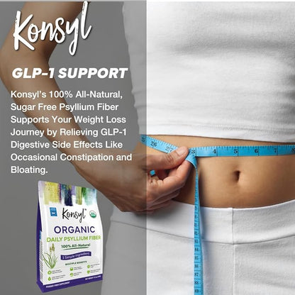 Konsyl Organic Psyllium Husk Powder, 5g of Plant Based Soluble Fiber per Serving – USDA Organic, Non-GMO, Gluten Free, Sugar Free, Vegan, 12 Ounce (Pack of 1)