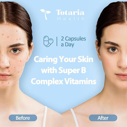 13-in-1 Vitamin B Complex Plus with Vitamin B1, B2, B3 (Niacinamide), B4, B5, B6, B7 (Biotin), B8 (Inositol), B9 (Folate), B12, C, D3, K2 - Energy, Nerve, Immune, Skin Support - 120 Vegan Capsules