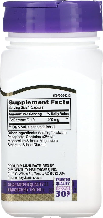 21st Century Co Q10 400 mg Veg Capsules, 30 Count