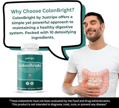 ColonBright Psyllium Husk Powder Colon Cleanser - Colon Cleanse for Constipation Relief, Bloating Relief & Gut Health, Vegan, Gluten Free Fiber Supplement - Healthy Digestive Function 30 Servings (1)