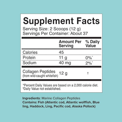 Great Lakes Wellness Sustainable Marine Collagen Peptides Powder for Skin, Hair, Nails, Joints & Digestion - Unflavored - Quick Dissolve Hydrolyzed, Wild Caught, MSC Certified, Non-GMO, Kosher - 16 oz