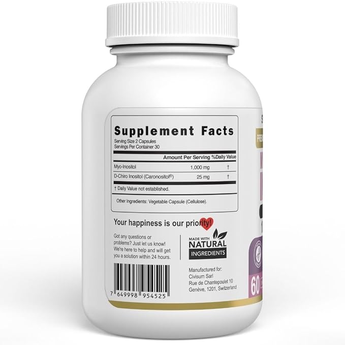 Swiss Activa+ Myo Inositol Supplement & D-Chiro Inositol Supplement - Premium Hormone Balance for Women & PCOS Supplements - Regulate Menstrual Cycle - Ovarian Support - 30 Days Supply