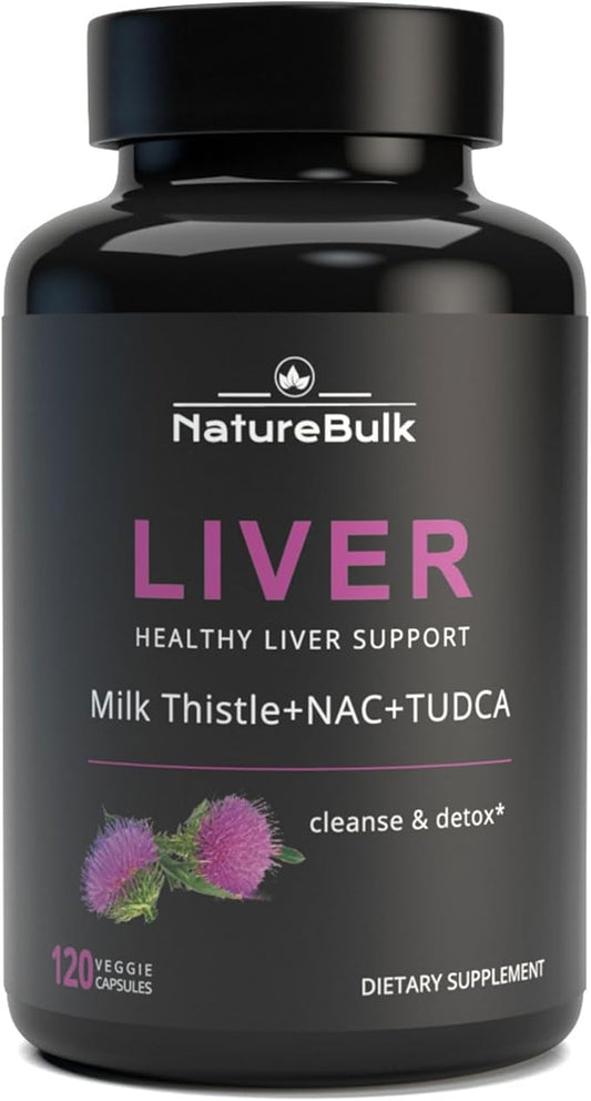Premium Liver Support Complex - 120 Capsules with TUDCA, NAC, Milk Thistle Extract & Astragalus - Advanced Formula with Choline, Vitamin E & Zinc - 30 Day Supply