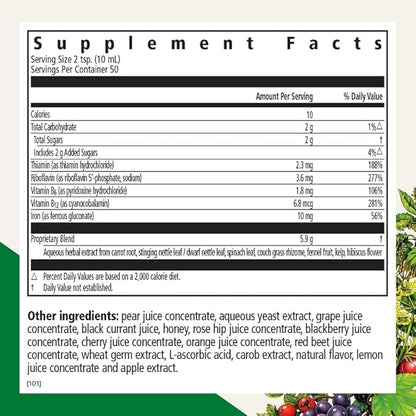 Floradix by Salus Iron & Herbs - Liquid Herbal Supplement for Energy Support* - Iron Supplement with Vitamin C & B Complex Vitamins - for Men & Women - 16.9 Fl Oz
