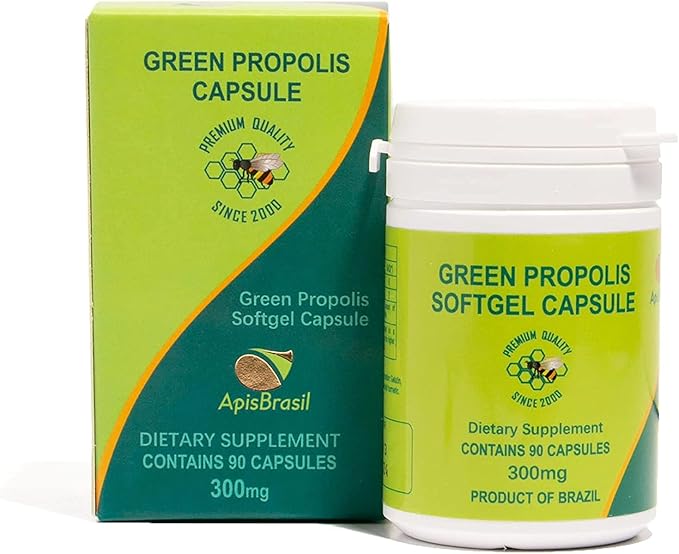 Brazilian Green Bee Propolis Capsule - 900mg/ Daily Per 3 Softgels Capsules- Natural Immune Support - 90 Count (Pack of 1)