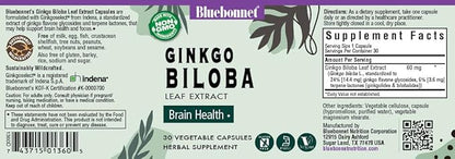 BlueBonnet Ginkgo Biloba Leaf Extract Supplement, 30 Count