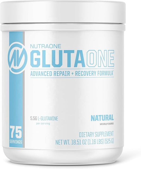 NutraOne GlutaOne L-Glutamine Powder Post Workout Recovery Supplement (75 Servings)