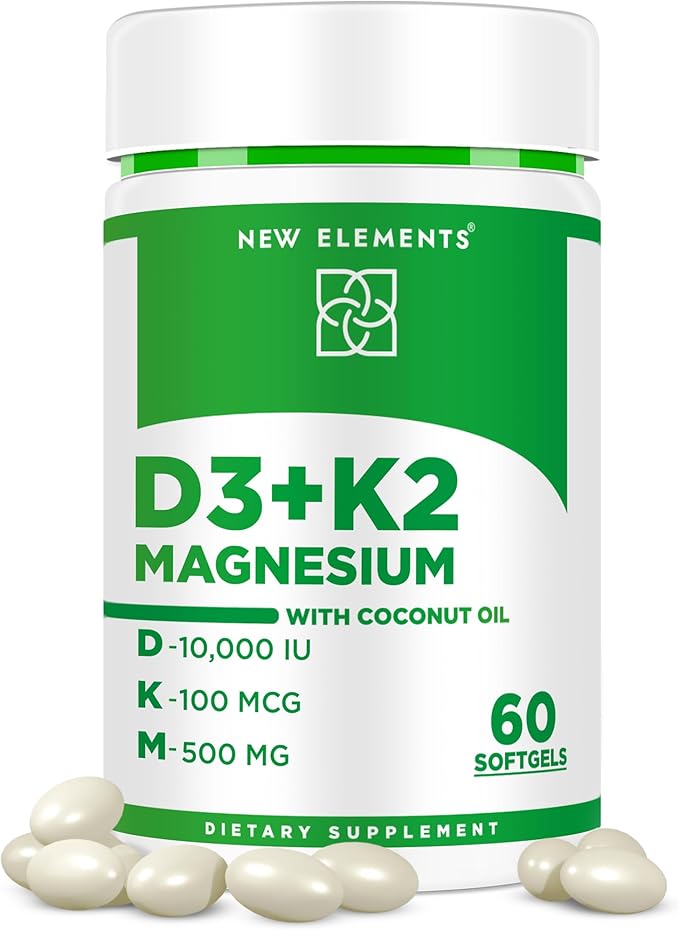 Vitamin D3 K2 10000iu with Magnesium Glycinate 500mg - Bone Health, Immune Support, Energy & Mood - Non-GMO, Gluten-Free, Sugar-Free Softgels for Women & Men
