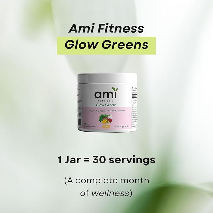 Glow Greens Powder, Collagen with Probiotics, Vitamins, Digestive Enzymes, Superfoods, Gut Health, Bloating Relief, Radiant Skin, Natural Glow, Spirulina, 30 SVG, Pineapple Coconut