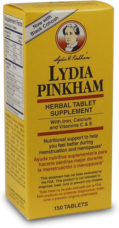 Lydia Pinkham Herbal Supplement Tablets for Menstruation and Menopause Support, 150 Count