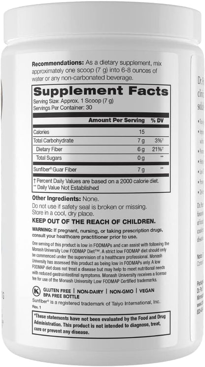 Dr. Poo All-Natural Prebiotic Fiber Supplement | Fiber for the Whole Family | Gentle and Simple Ingredients to Improve Gut Health | Gluten Free, Vegan,Tasteless, Non-GMO, Low-FODMAP (30 Servings)
