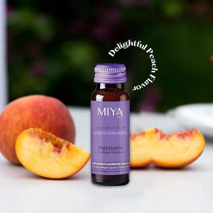 Liquid Collagen with Melatonin | Box with 10 Shots | 6000mg Collagen | Peach Flavor