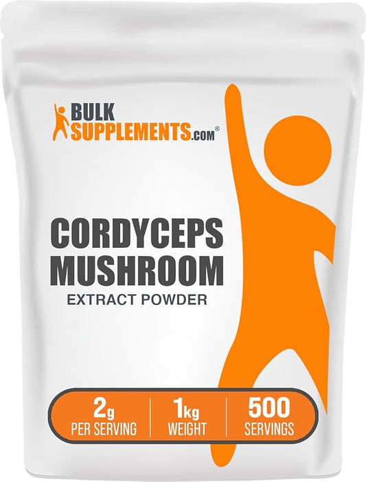 BulkSupplements.com Cordyceps Mushroom Extract Powder - Cordyceps Sinensis, Mushroom Supplement - Vegan & Gluten Free, 2g per Serving, 1kg (2.2 lbs) (Pack of 1)