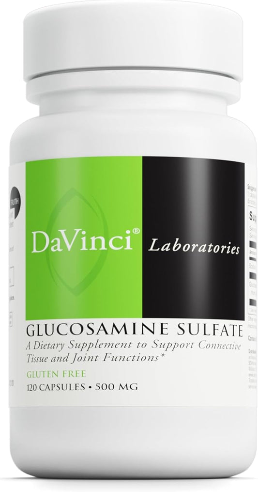 DAVINCI Labs Glucosamine Sulfate - A Dietary Supplement to Support Connective Tissue and Joint Functions - Gluten-Free - 500 mg - 120 Capsules