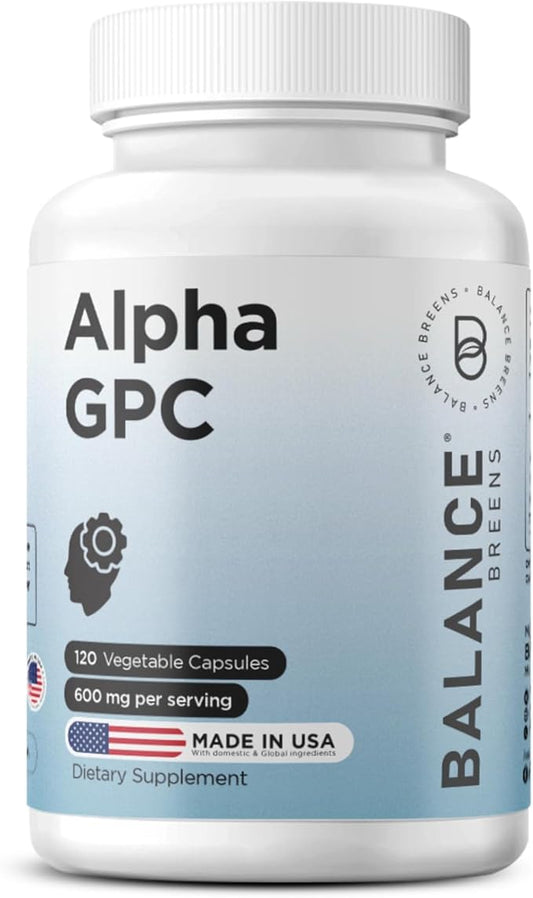Alpha GPC Choline Supplement 600mg, 120 Veg Capsules - Advanced Memory Formula, Nootropic Brain Support
