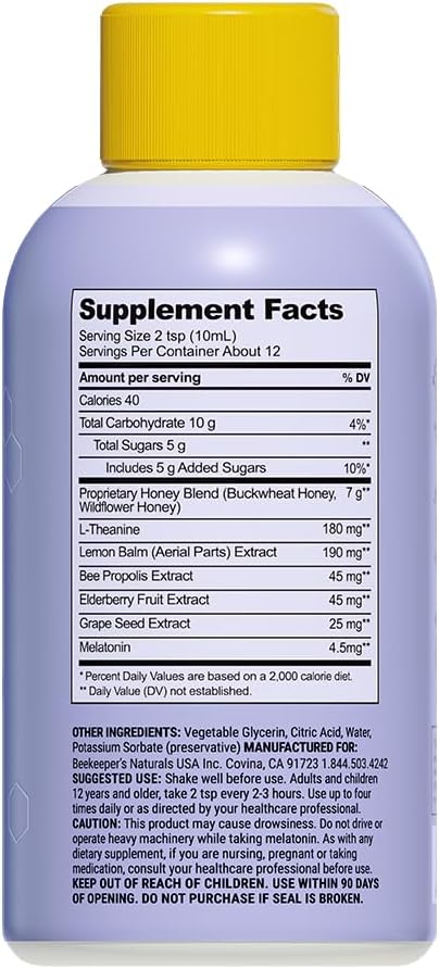 BEEKEEPER’S NATURALS B.Better Nighttime Cough Syrup for Adults - Elderberry Extract, Bee Propolis Extract, Buckwheat Honey - Immune Support, 4 oz