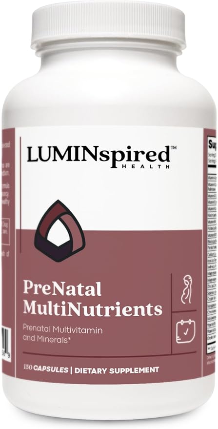LUMINSPIRED HEALTH Prenatal Vitamins for Women, Prenatal Multivitamins and Mineral Support for Pregnancy, Fetal Development & Maternal Health, Pregnancy Must Haves, Non-GMO, Gluten Free - 150 Counts